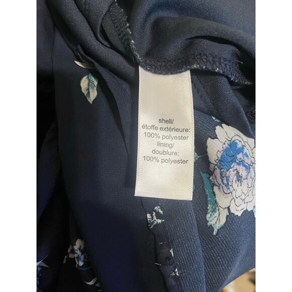 Maurice’s Navy Blue Floral Faux Wrap Dress With Ruffle- Womens Size 1 EUC - Picture 5 of 7